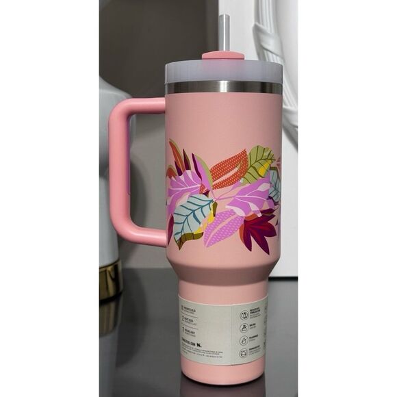 Stanley Quencher H2.0 FlowState Tumbler 40oz, SORBET‎ TROPIC FLOWERS - Picture 2 of 4